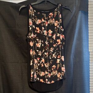 White House Black Market Floral Tank Top - Black and Pink